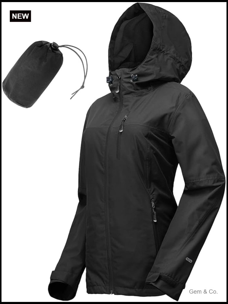 Packable Rain Jacket Lightweight Waterproof Hooded Windbreaker Cycling Jacket